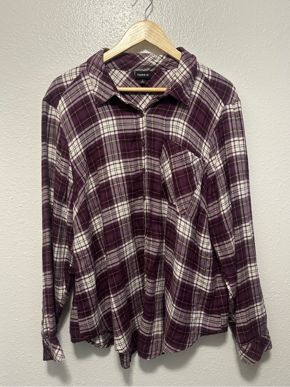 torrid Purple and White Plaid Button-Down Shirt